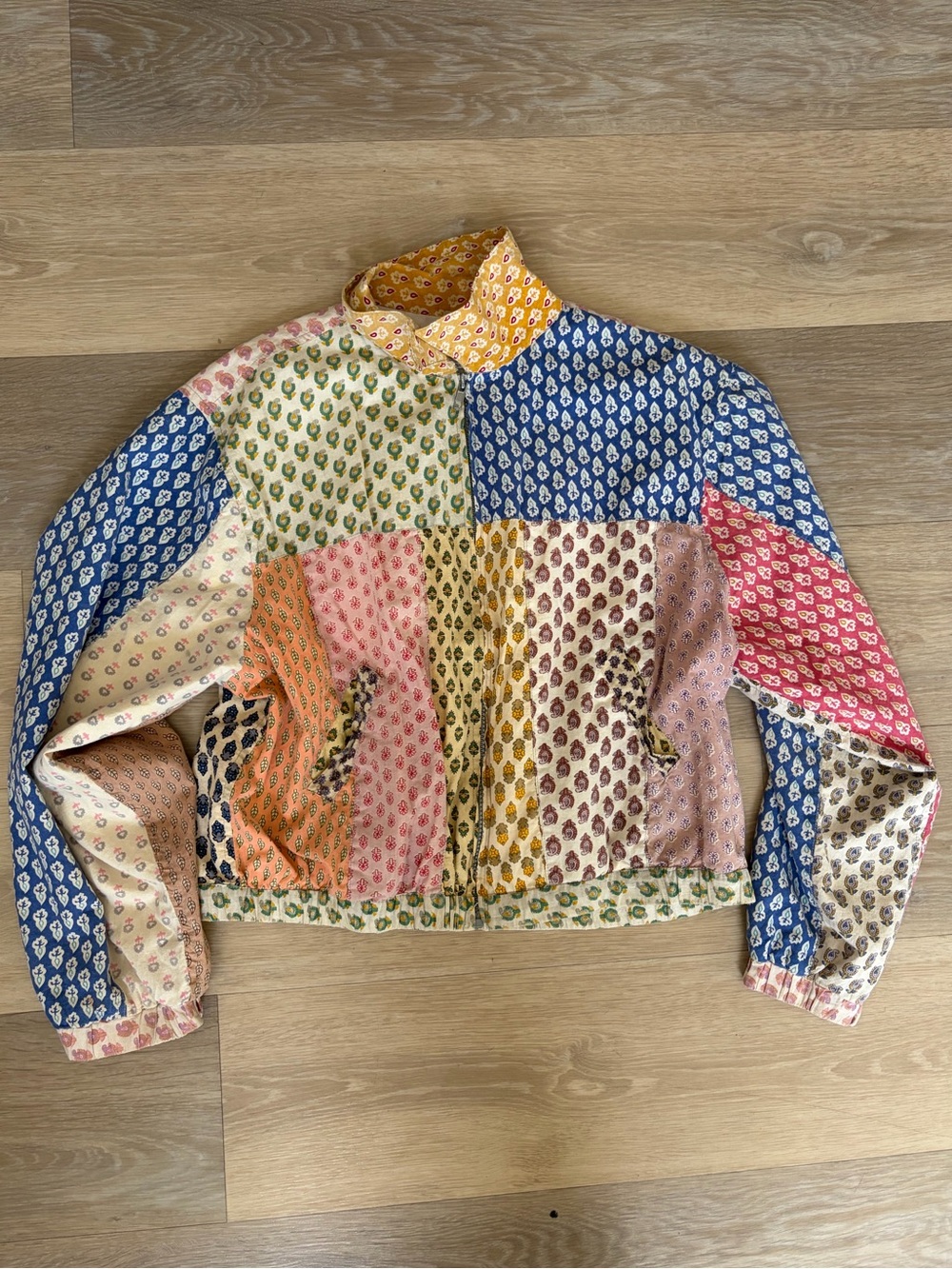 Sacred Threads Patchwork Cotton Boho Zip Jacket Size S